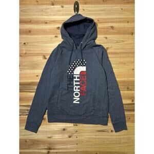The North Face Hoodie Sweatshirt USA Theme Red White Blue Womens Sz M Vintage